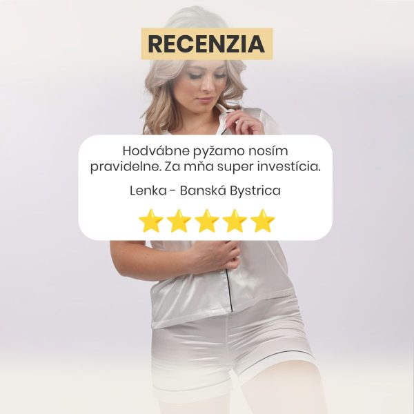 Recenzia - Sensual luxusné hodvábne pyžamo krátke biela perla (S,M,L,XL)