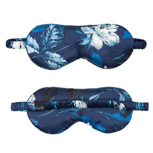 Hodvábna maska na spanie - dizajn modrý kvet