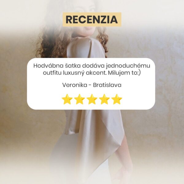 Recenzia - Hodvábna šatka - zlatý champaign 53x53cm