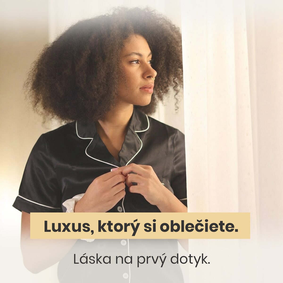 Sensual luxusné hodvábne pyžamo Čierny onyx zo 100 % morušového hodvábu