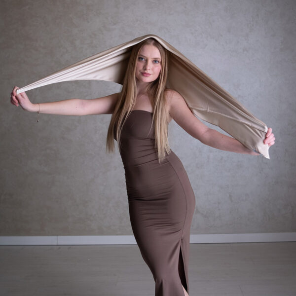 Hodvábna šatka – zlatý champaign (90x90cm)