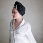 Daphne hodvábny turban do vlasov - čierny ónyx