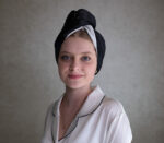 Daphne hodvábny turban do vlasov - čierny ónyx
