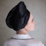 Daphne hodvábny turban do vlasov - čierny ónyx