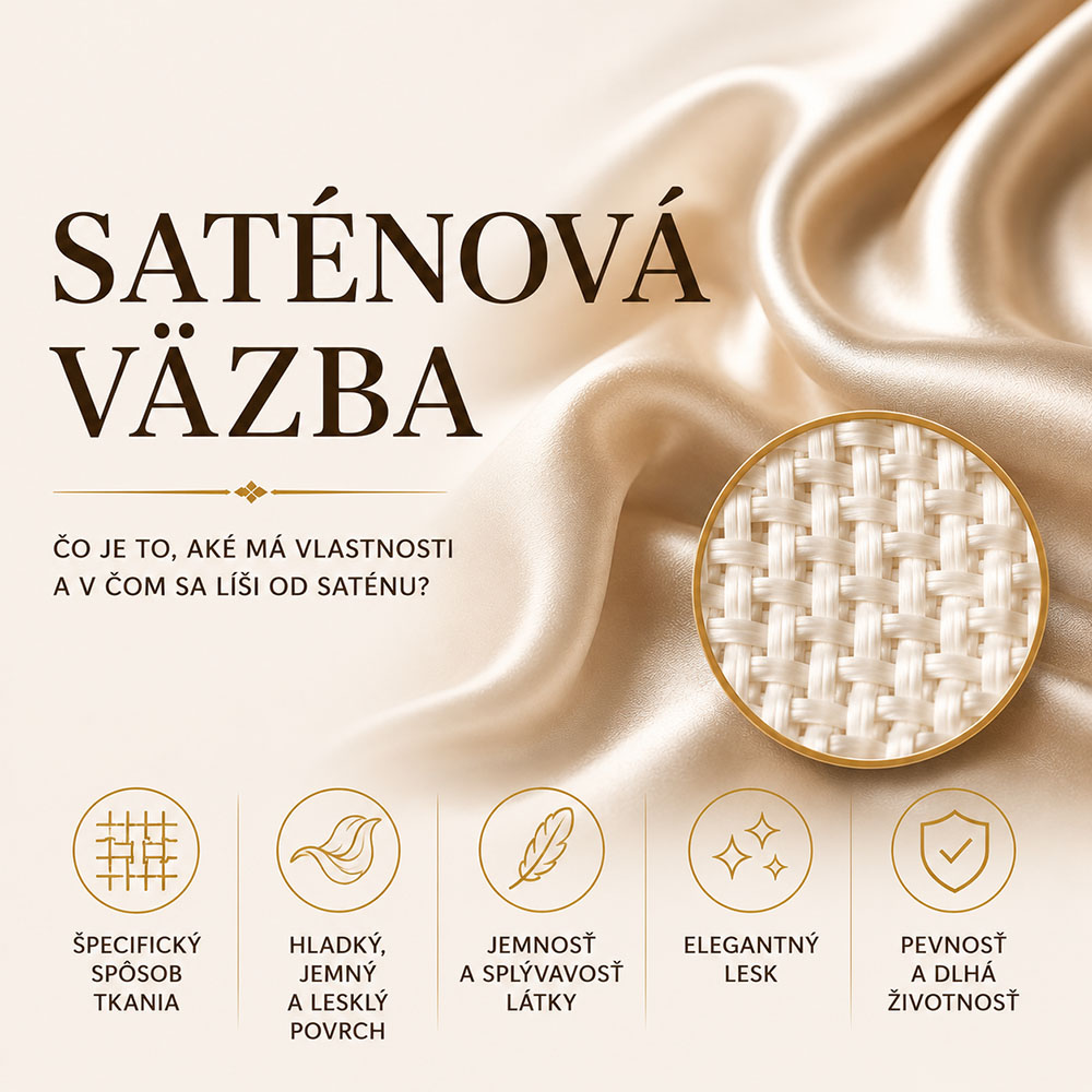 Saténová väzba a štruktúra hladkej hodvábnej tkaniny