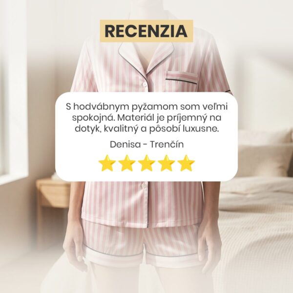Luxusné hodvábne pyžamo krátke - ružovo-biele (S,M,L,XL)
