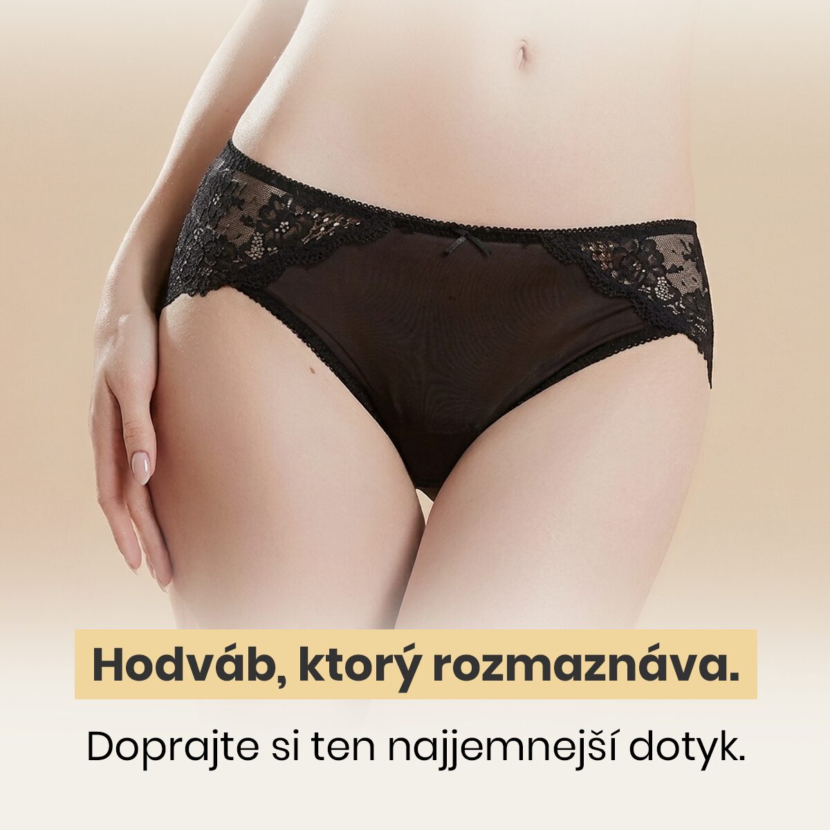 Čierne hodvábne nohavičky LoveSilk s čipkou